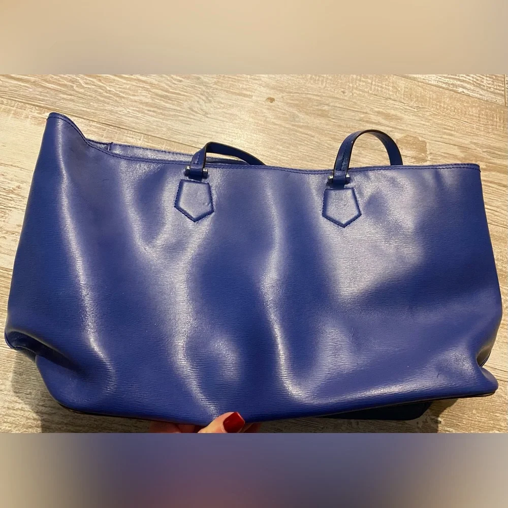 Ralph Lauren Lowell Iris cobalt blue large leather tote bag - Picture 3 of 16